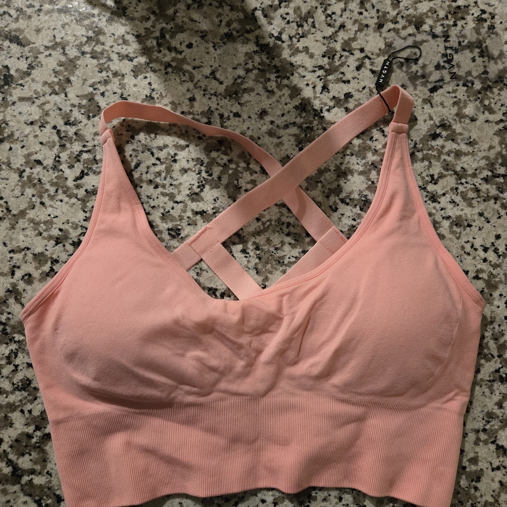NVGTN Baby Pink Cross-Back Sports Bra